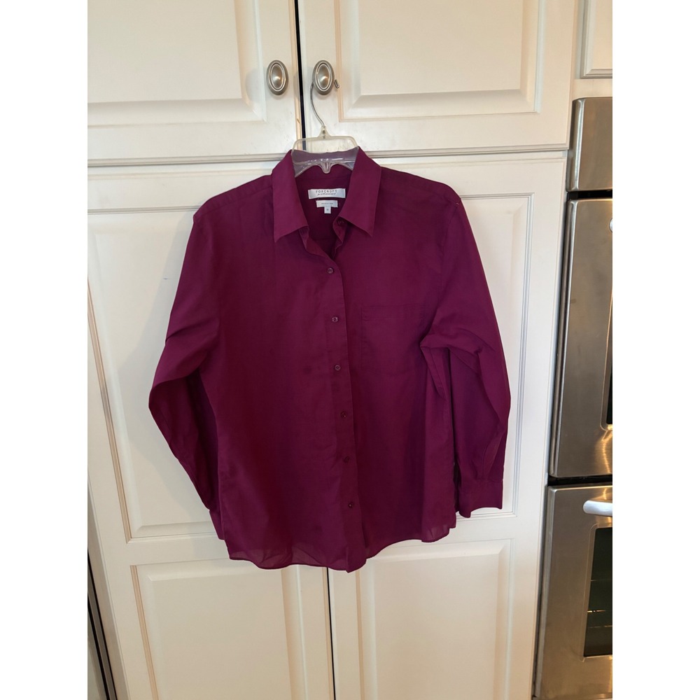 Foxcroft for Appleseeds Plum Purple Wrinkle Free Button Down Shirt Womens 12